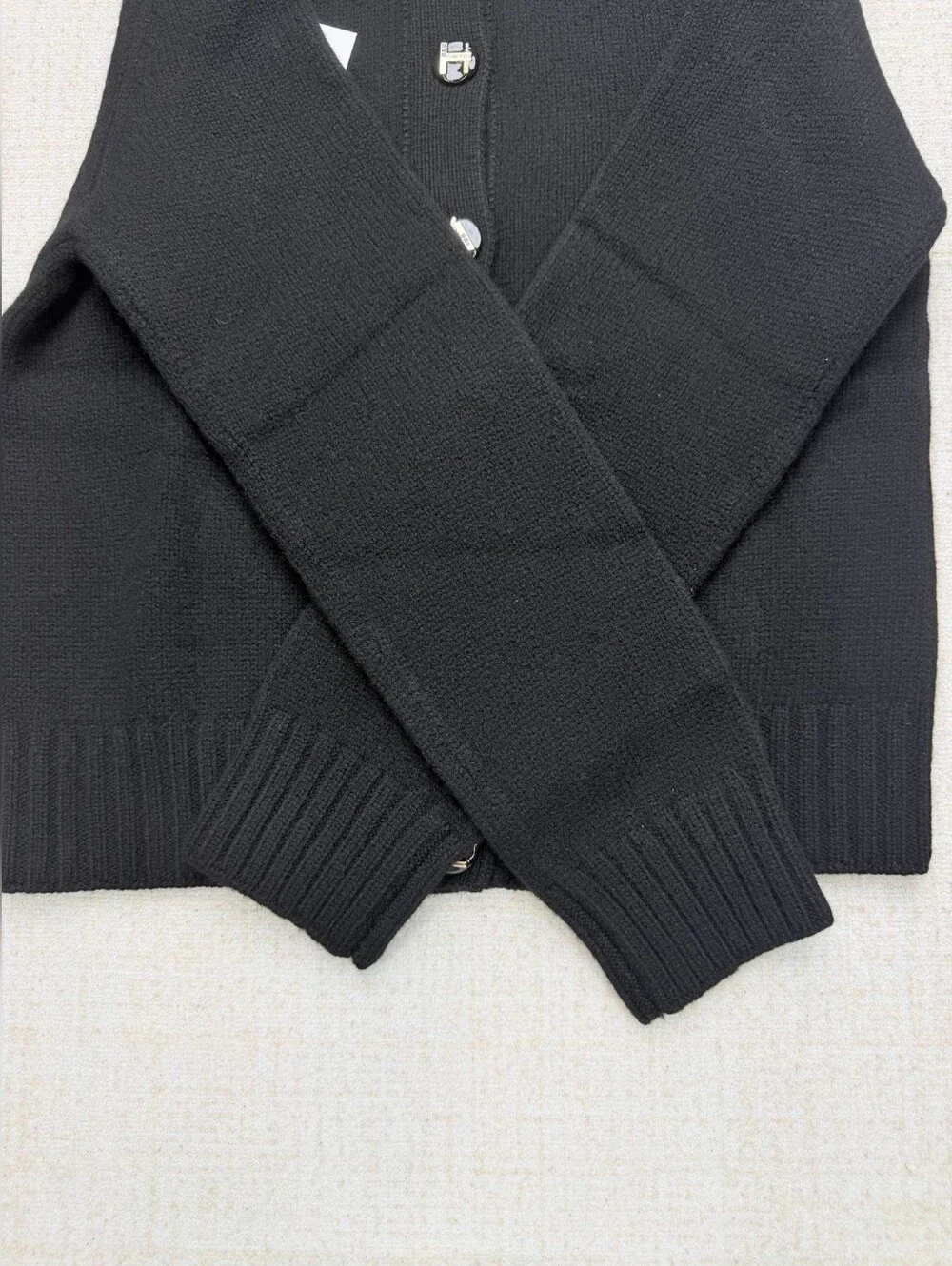 Chanel Black Button-Front Cashmere Cardigan